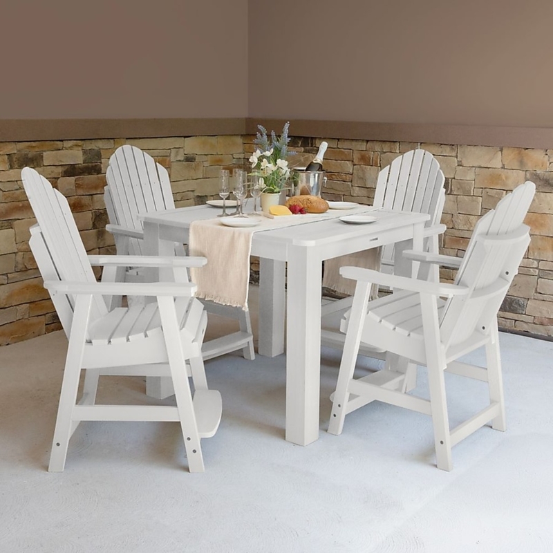 Outdoor Dining Set White Bar Height Adirondack Coastal Traditional