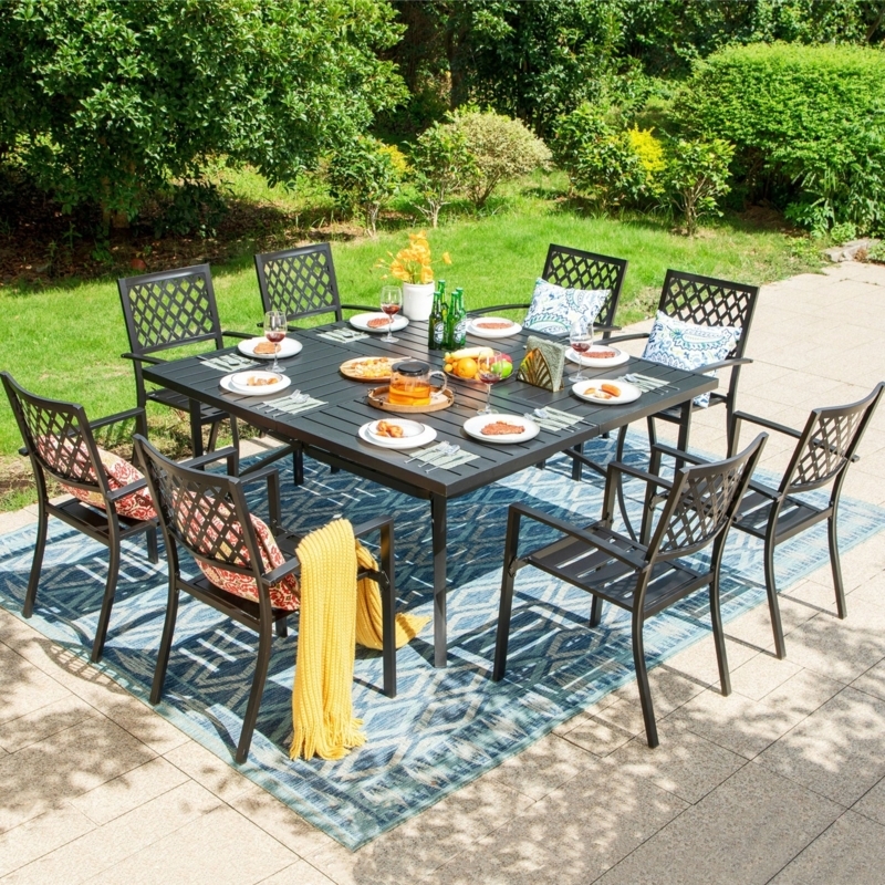 Outdoor Dining Set with Square Table and Eight Person Seating