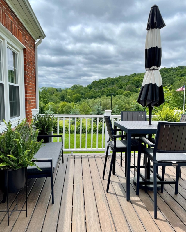 Outdoor Dining Table Bar Height Square Slatted Top Modern