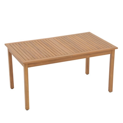 Outdoor Dining Table Flared Legs Slatted Top Wood Toned Rectangular