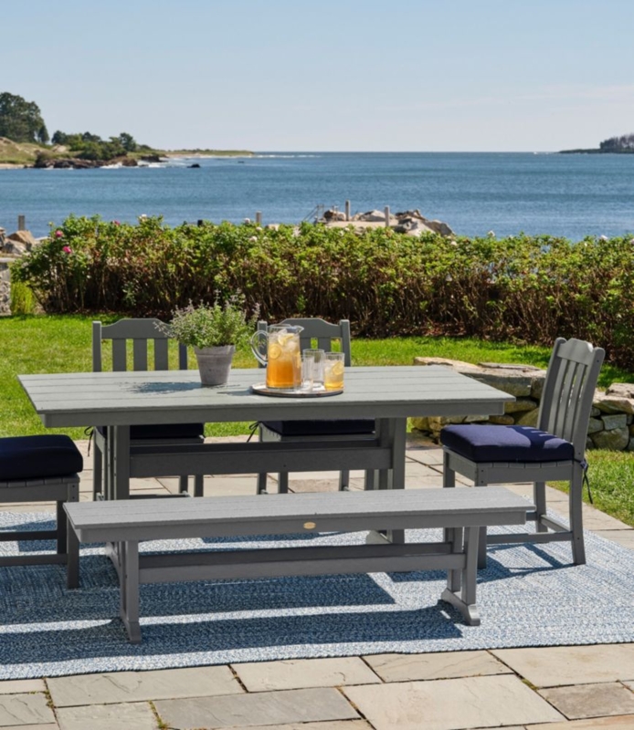 Outdoor Dining Table Mahogany Farmhouse Base with Slatted Top
