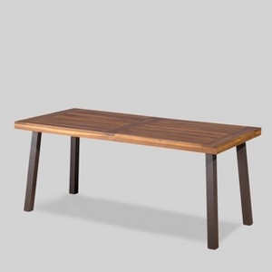 Outdoor Dining Table Rectangular Slatted Teak Finish Acacia Look