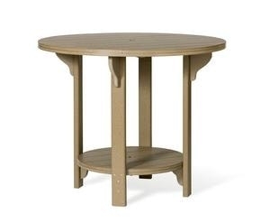 Outdoor Dining Table Round Poly Lumber Two-Tone Pedestal