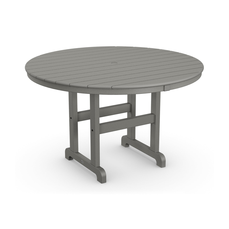 Outdoor Dining Table Round Weathered Grey Slatted Set