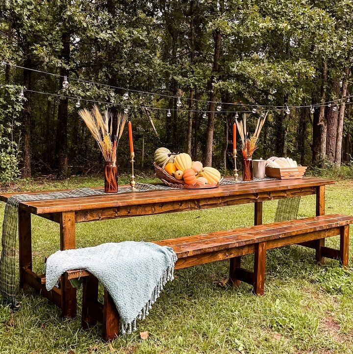 Outdoor Dining Table Ten Foot Length Rustic Farmhouse Pergola