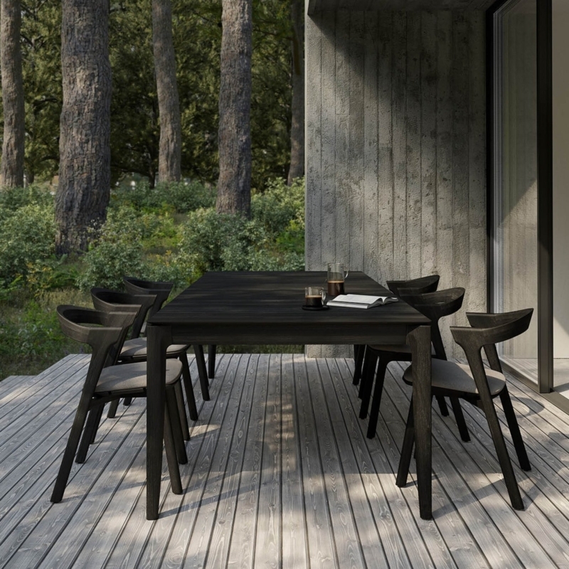 Outdoor Dining Table Wood Toned Tapered Legs Minimalist Set