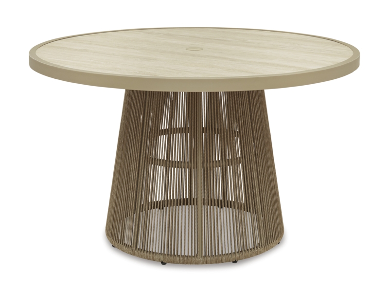 Outdoor Dining Table X-Frame Base Two-Tone Slatted Top Modern Farmhouse