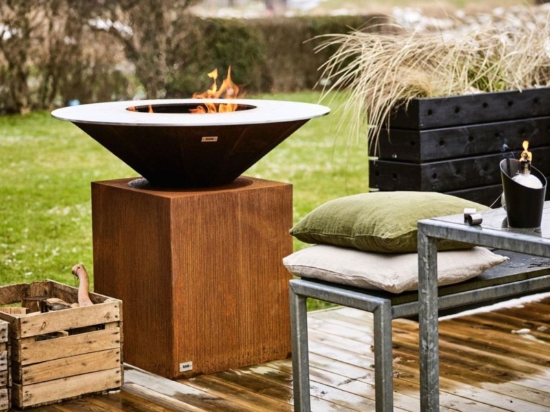 Outdoor Fire Pit Corten Steel Finish Circular Grill Rim Rust