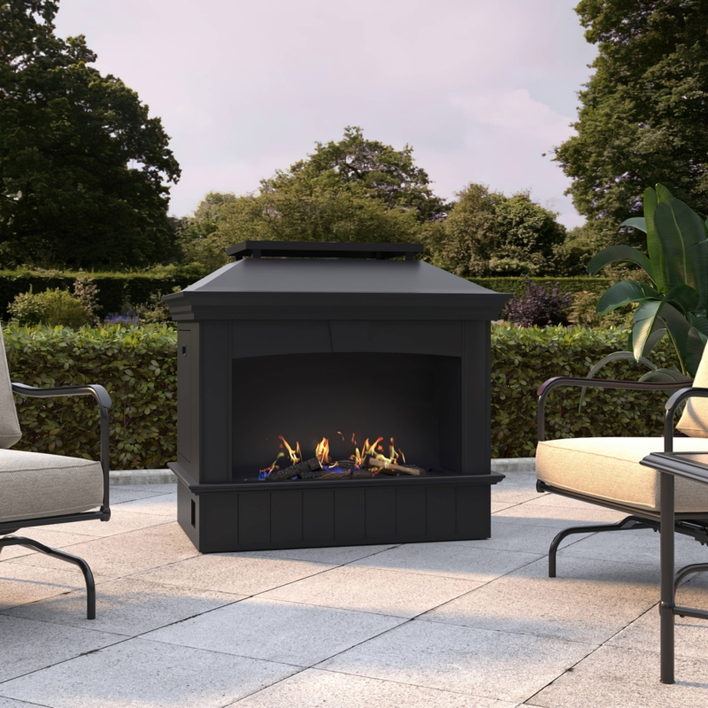 Outdoor Fireplace Bronze Propane with Mesh Walls, Portable Gas Hearth