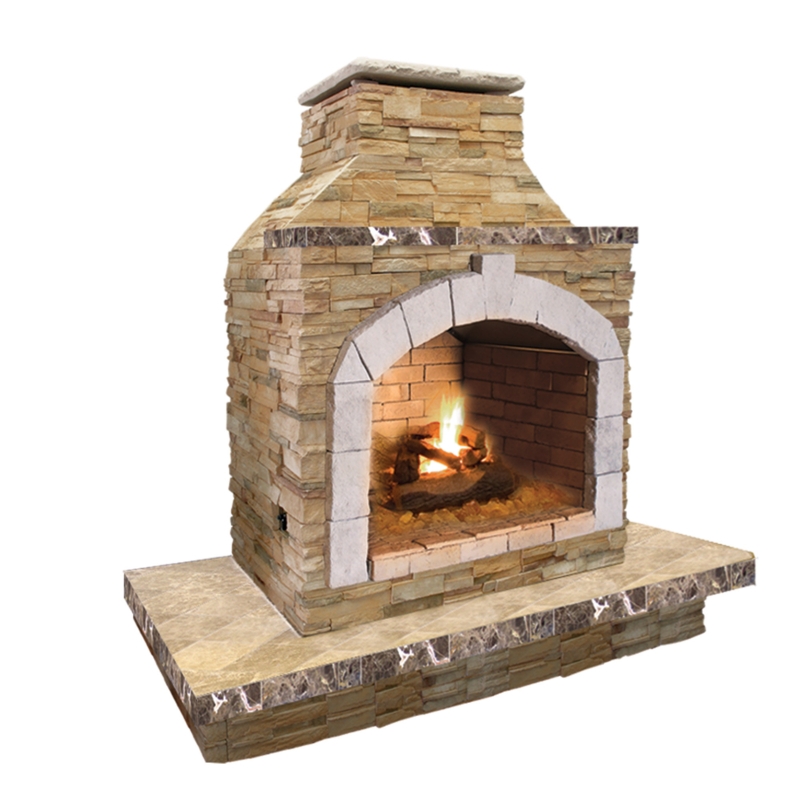 Outdoor Fireplace Chimney Style Stacked Stone Hearth Backyard