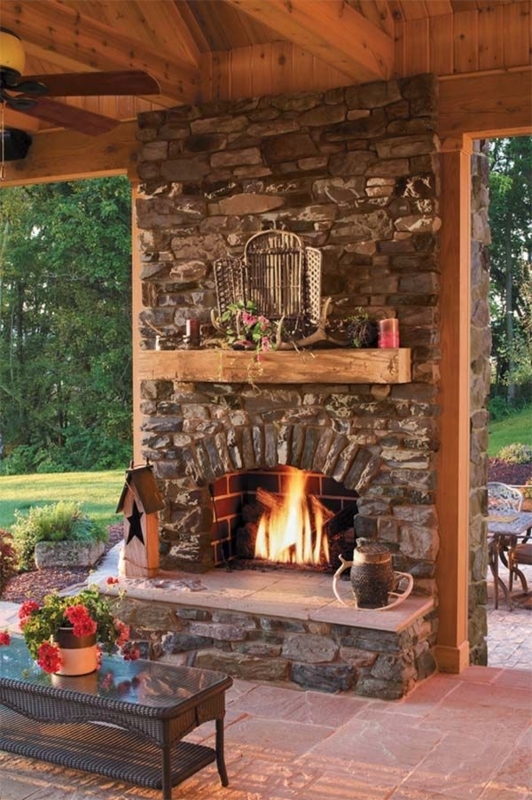 Outdoor Fireplace Contemporary Linear Design Built In Log Storage