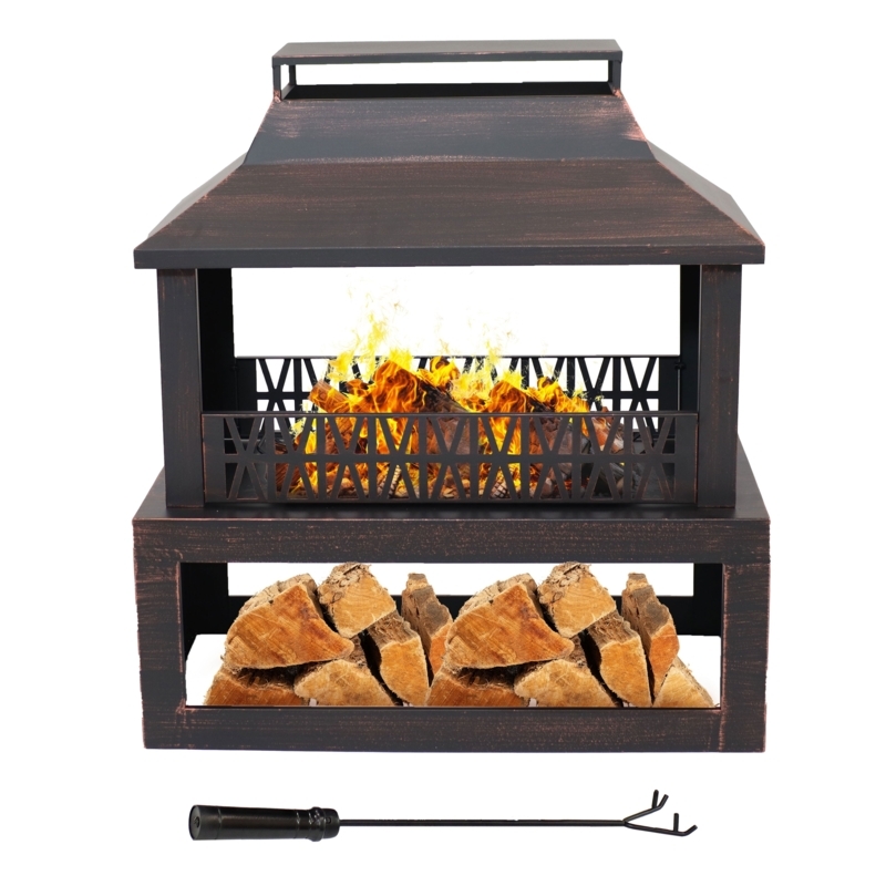 Outdoor Fireplace featuring Pyramid Chimney and Brushed Bronze Finish