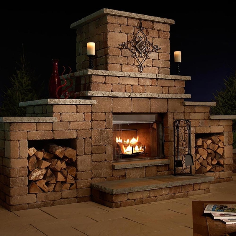 Outdoor Fireplace Grand Focal Point with Wide Firebox