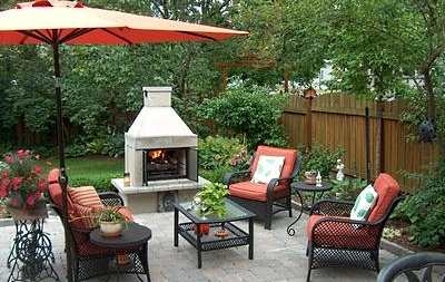 Outdoor Fireplace Gray Concrete Integrated Bench Minimalist Patio Hearth
