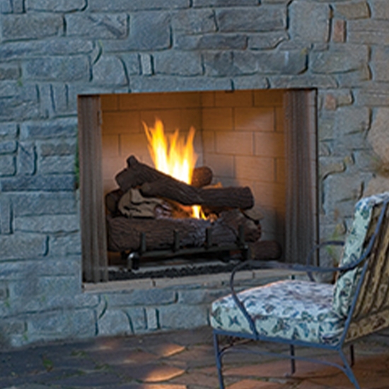 Outdoor Fireplace Herringbone Brick Interior Stainless Steel Face