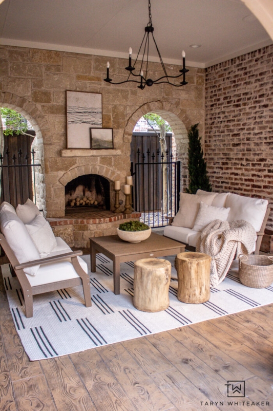 Outdoor Fireplace Minimalist Plaster High Contrast Patio