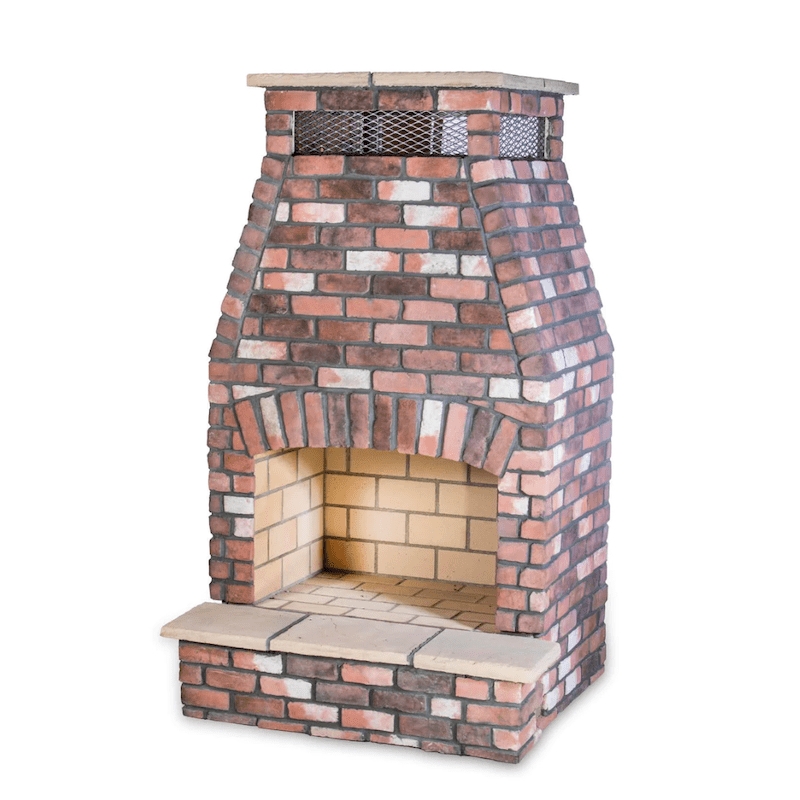 Outdoor Fireplace Modern Rectangular Silhouette Pre-Finished Masonry Gray
