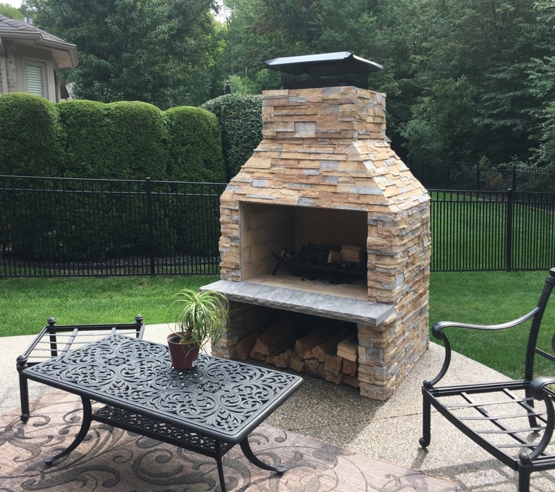 Outdoor Fireplace Modular Masonry with Wide Hearth