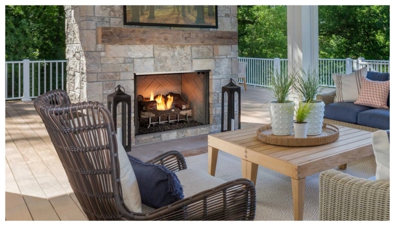 Outdoor Fireplace Monolithic Silhouette Contemporary Linear Dark Gray