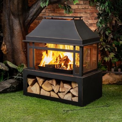 Outdoor Fireplace Rustic Conical Shape on Tripod Legs