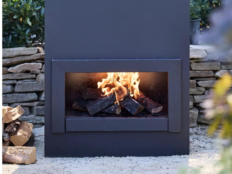 Outdoor Fireplace Sculptural Cone Shape Matte Metal Modern Scandinavian
