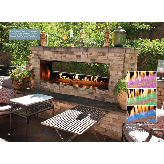 Outdoor Fireplace See-Through Design Modern Stainless Steel Frame
