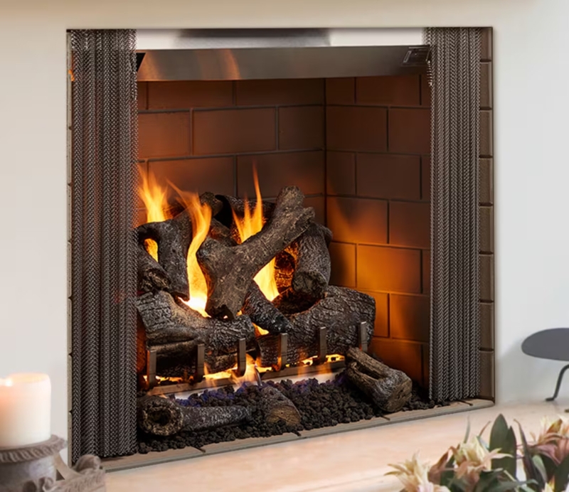 Outdoor Fireplace Stacked Stone Rustic Brick Lined Chimney Patio