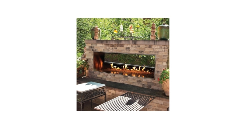 Outdoor Fireplace Stainless Steel Surround Modern Rustic Linear Design