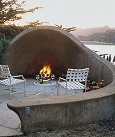 Outdoor Fireplace Stepped Chimney Profile Medium Gray Transitional