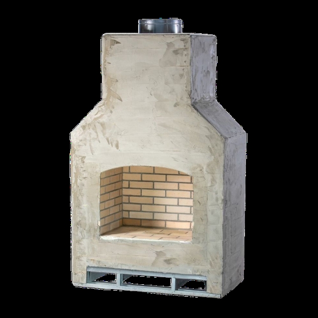 Outdoor Fireplace Stone Textured Masonry with Wood Storage Bins