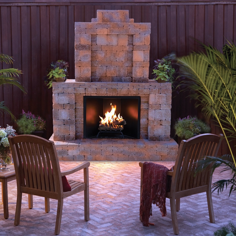Outdoor Fireplace Stone Veneer in Pergola Setting