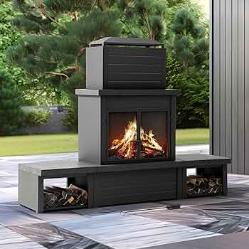 Outdoor Fireplace Tall Chimney Vent Mesh Spark Guard Black Metal