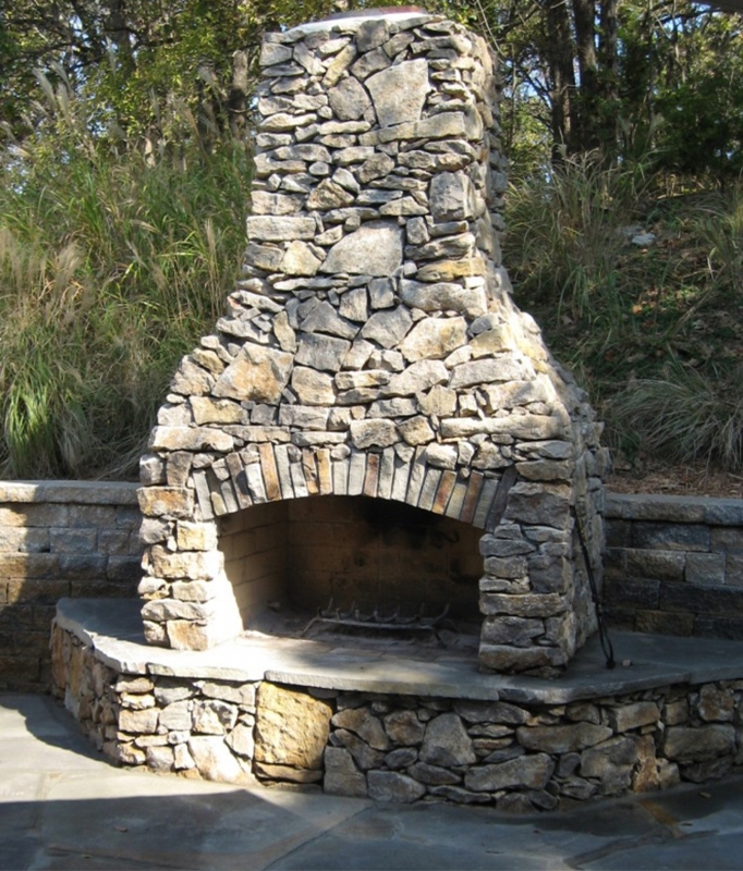Outdoor Fireplace Tiered Chimney with Hearth Extensions