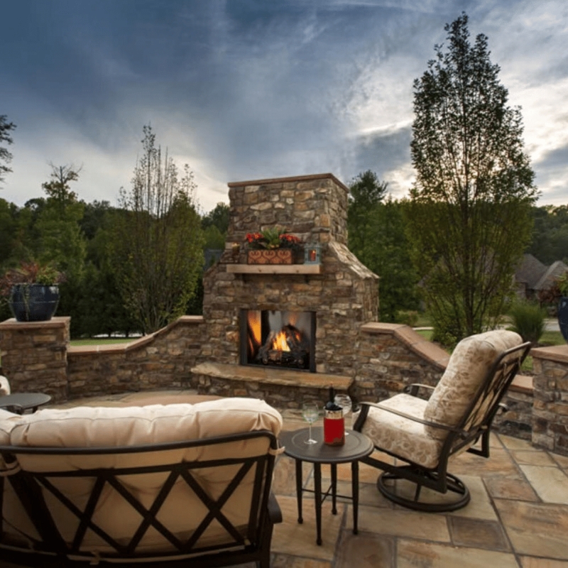 Outdoor Fireplace Vent-Free Stainless Steel Surround Chimney-Free Modern
