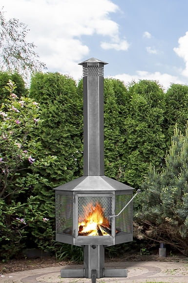 Outdoor Fireplace With Wood Storage 7 Foot Brushed Stainless Steel