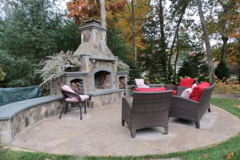 Outdoor Fireplace with Wood Storage Wings and Modular Look