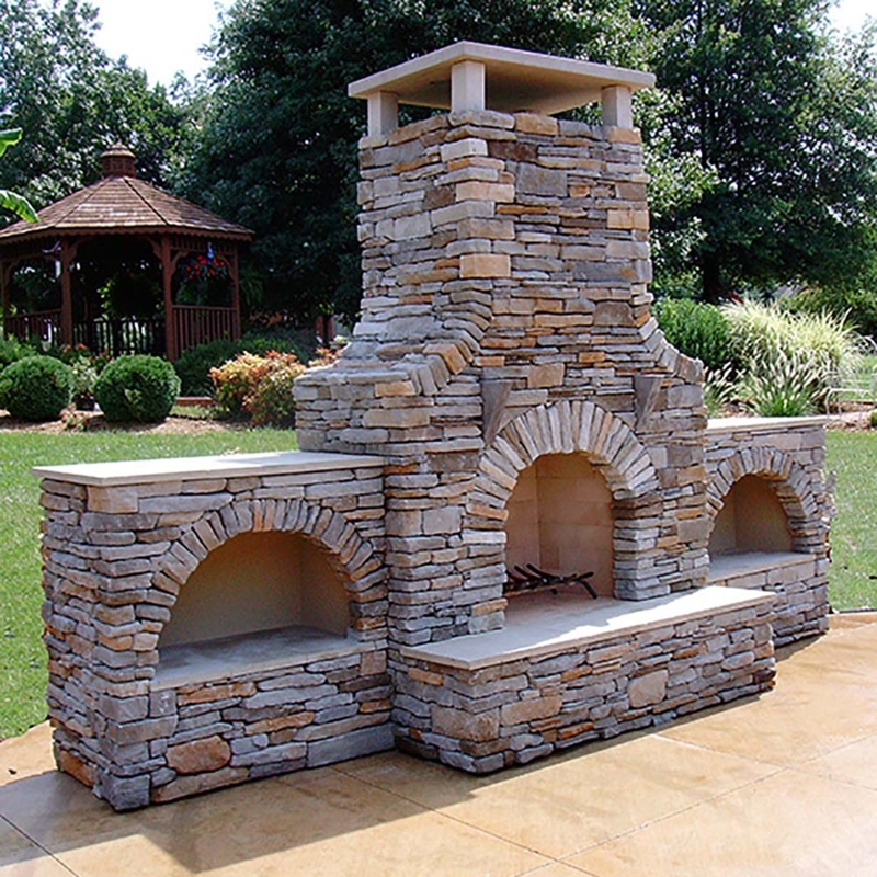 Outdoor Fireplace Wood Burning with Traditional Rustic Style