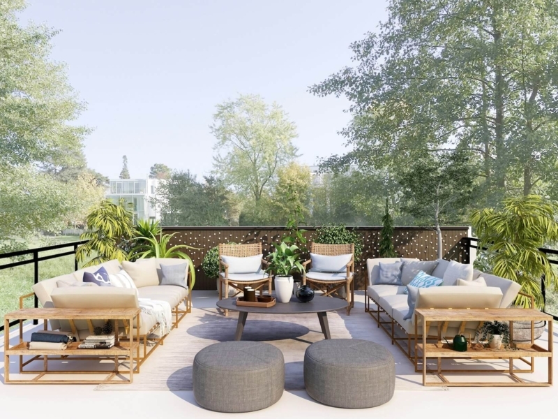 Outdoor Furniture Set Charcoal Cushions Contemporary Patio Furniture