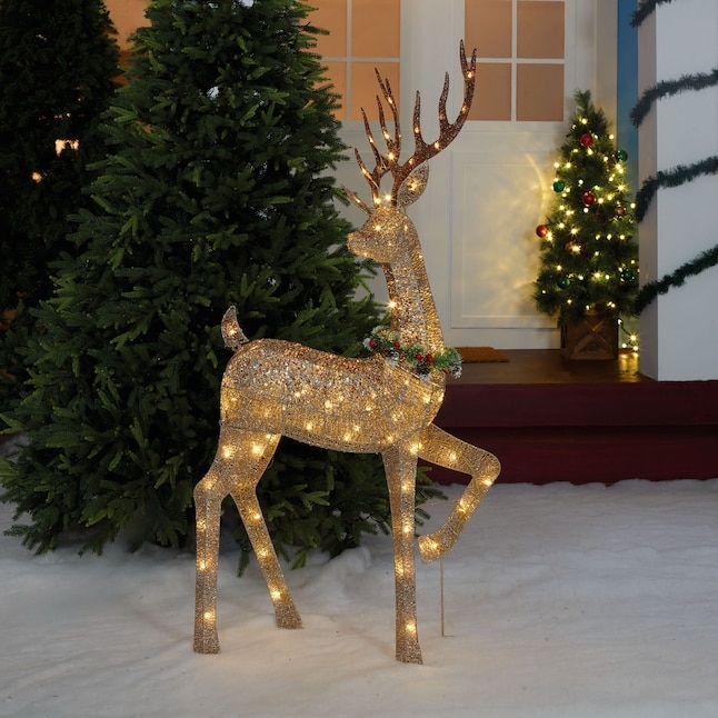 Outdoor Lighted Decoration Five Foot Scale Sparkle Finish Figure