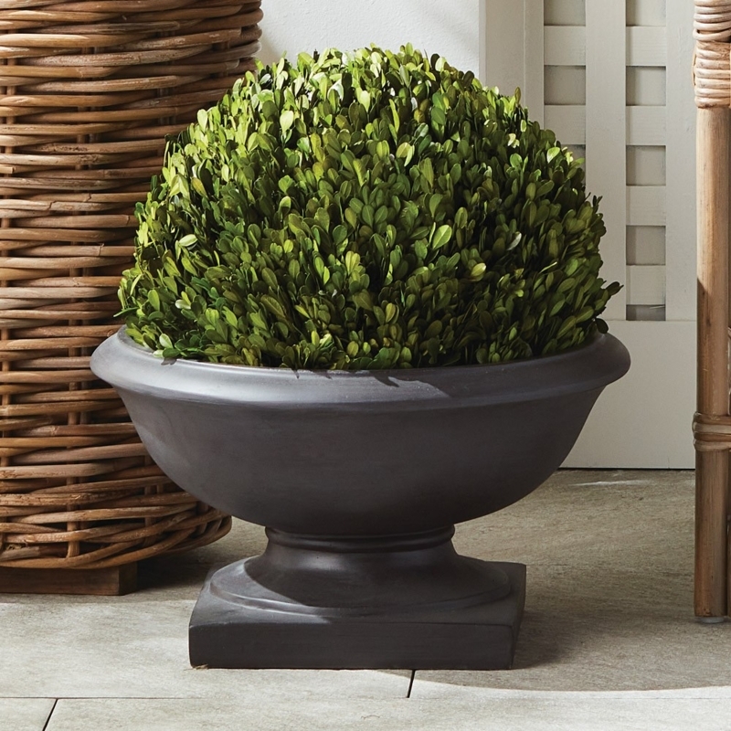 Outdoor Planter, Antique Black with Horizontal Ribbing