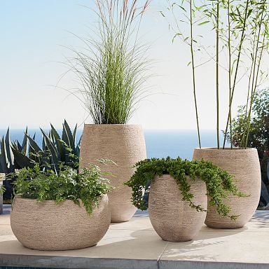 Outdoor Planter Curved Silhouette Matte Charcoal Patio Garden