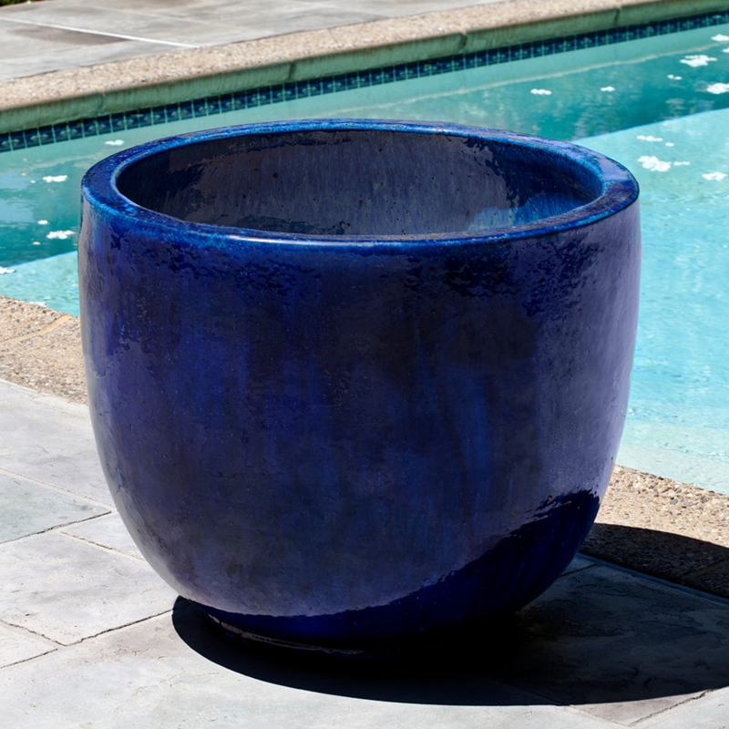 Outdoor Planter Extra Large Riviera Blue Barrel