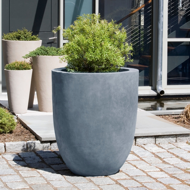 Outdoor Planter, Extra Large Tapered Round Distressed Gray. (69 chars)