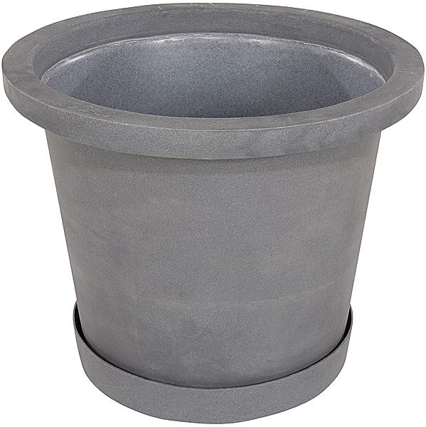 Outdoor Planter Granite Gray Finish Tapered Square Silhouette Stone Like