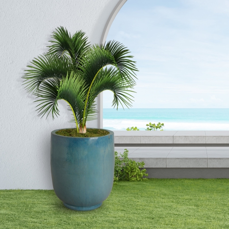 Outdoor Planter, Large Scale Honeycomb Texture Glazed Ceramic
