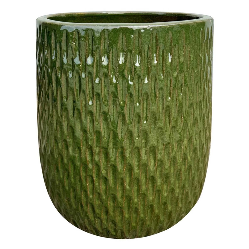 Outdoor Planter: Large Tapered Ceramic Pot in Sage Green Glaze