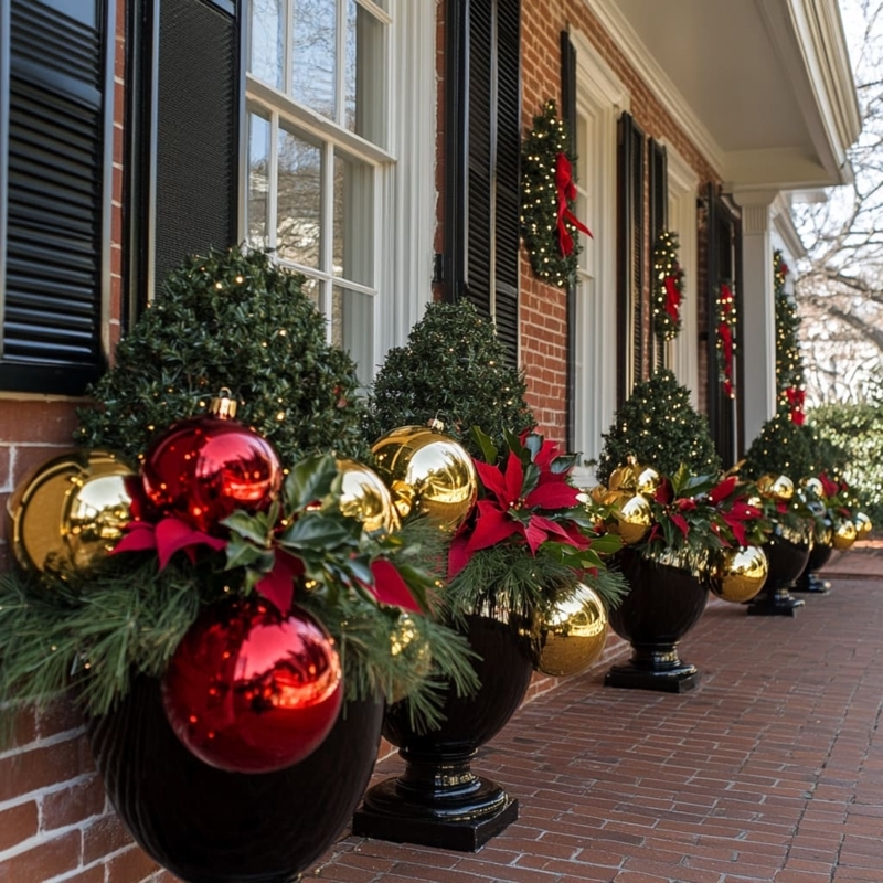 Outdoor Planter Oversized Ornaments Mixed Finishes Festive Decor