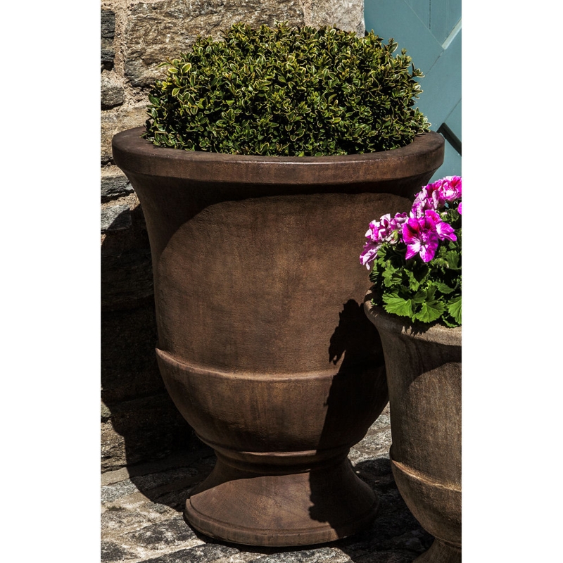 Outdoor Planter Pedestal Weathered Grey Urn Rustic Farmhouse
