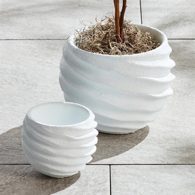 Outdoor Planter, Round Silhouette with Pitted Concrete Finish (63)