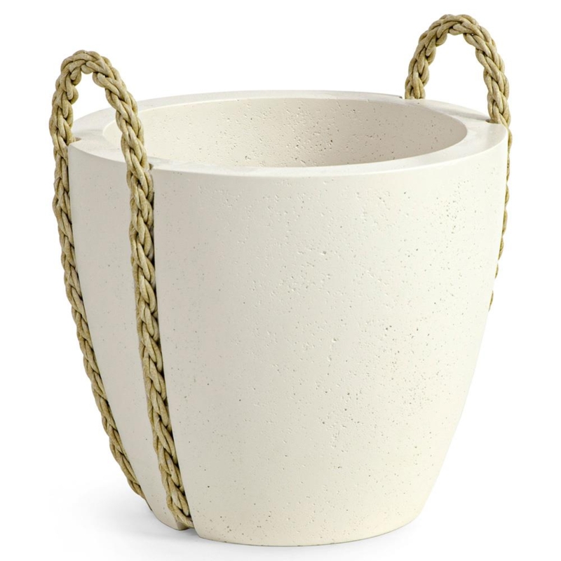 Outdoor Planter Round Stonecast Texture Organic Silhouette White